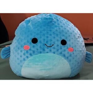 SM-008 Squishmallow 15 inch Blue Plush Refalo Pufferfish Toy